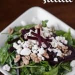 This easy to make and bursting with flavor Roasted Beet Salad is made with roasted beets, goat cheese, walnuts, baby spinach, and a homemade vinaigrette.