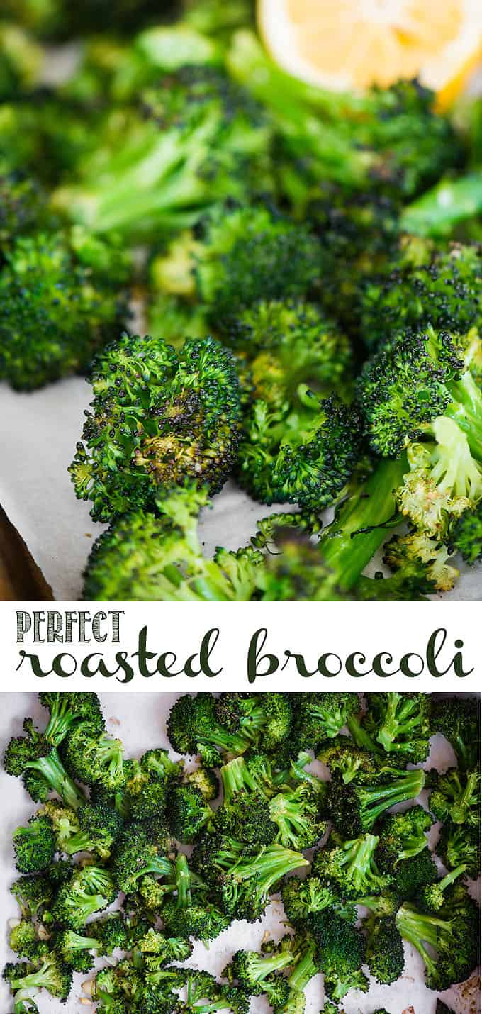 Roasted Broccoli is one of the easiest ways to prepare fresh broccoli as a dinner side dish. The trick to getting perfectly roasted broccoli lies in the few simple ingredients as well as the cooking method. Never again will you have to serve soggy broccoli after trying this recipe! #broccoli #roastedbroccoli #lemon #garlic #sidedish #vegetarian #vegan #whole30 #whole30recipes #vegetables #veganrecipes #veganfood #veganlife #sidedish #healthyrecipes #healthyeating #healthyliving #recipe