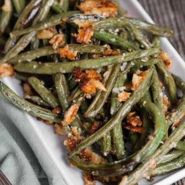 roasted green beans with parmesan and garlic.
