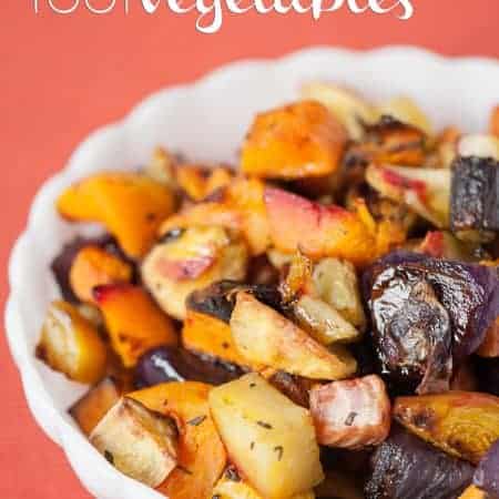Fall is the perfect time to enjoy a rainbow of healthy Roasted Root Vegetables as a perfect side dish to any weekday family dinner or holiday meal.