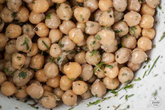 uncooked rosemary thyme chickpeas
