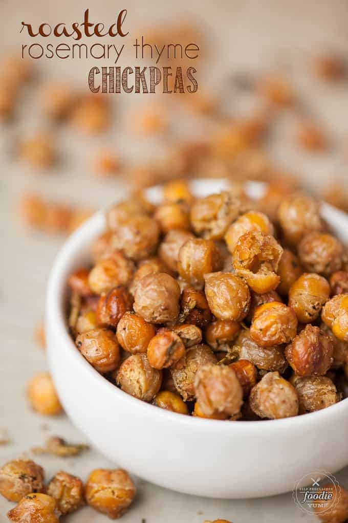 roasted rosemary thyme chickpeas in a bowl