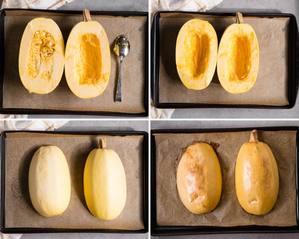 Spaghetti Squash roasting process steps