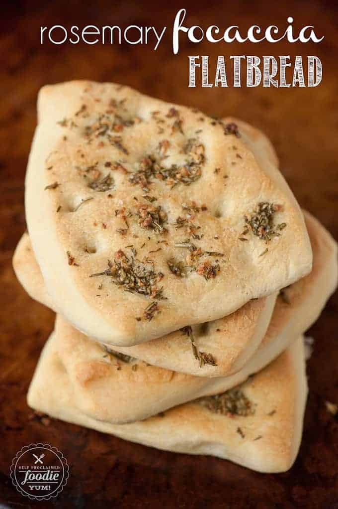 a stack of rosemary Focaccia bread