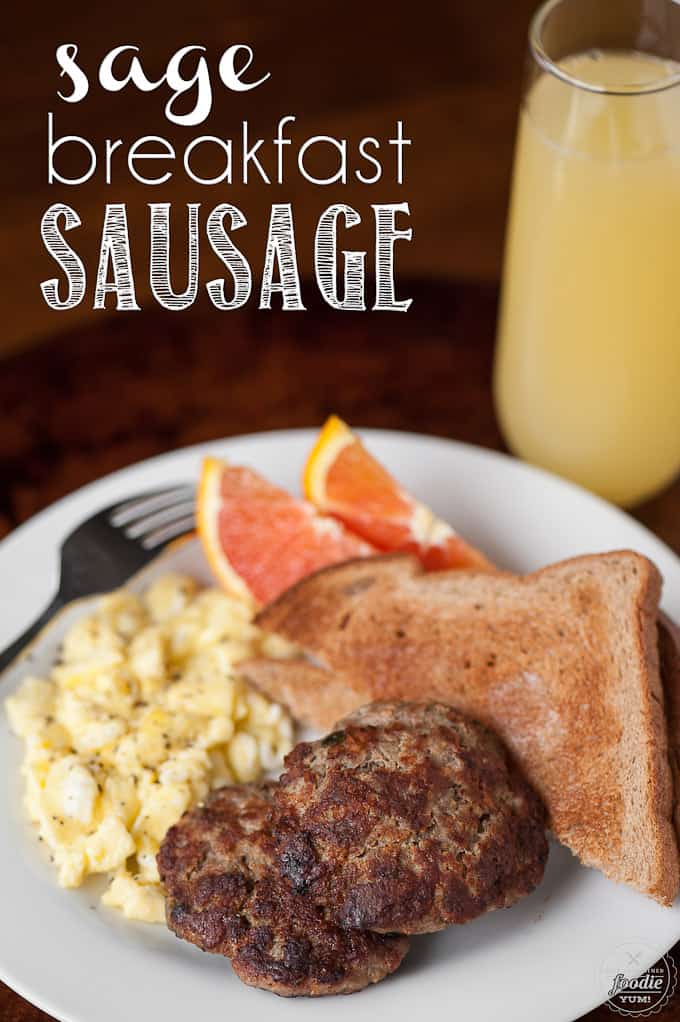 homemade breakfast sausage on plate with eggs