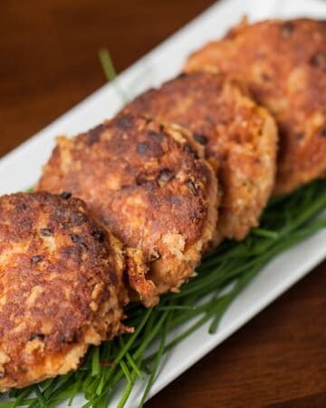 These Salmon Patties made from wild caught canned red salmon are an absolute dinner time favorite in our house and are the best I've ever tasted.