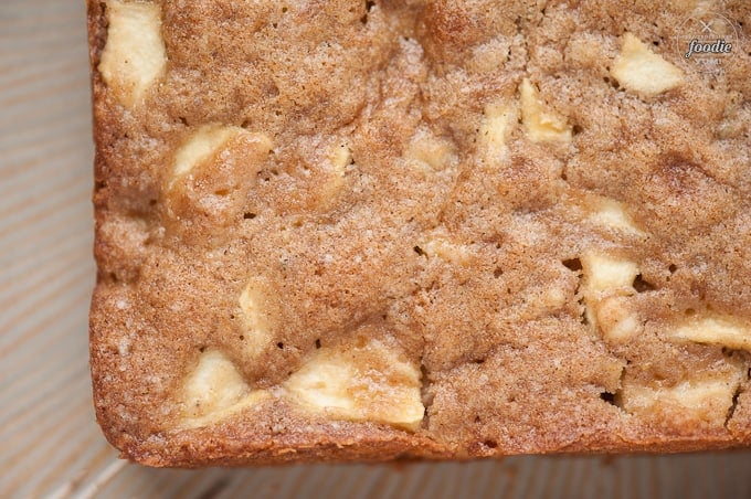 A close up of the top of cooked fresh apple cake