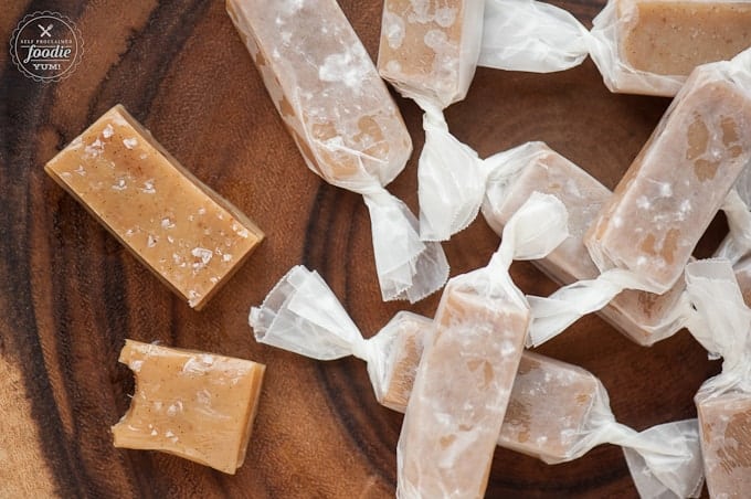 a small pile of vanilla bean caramels