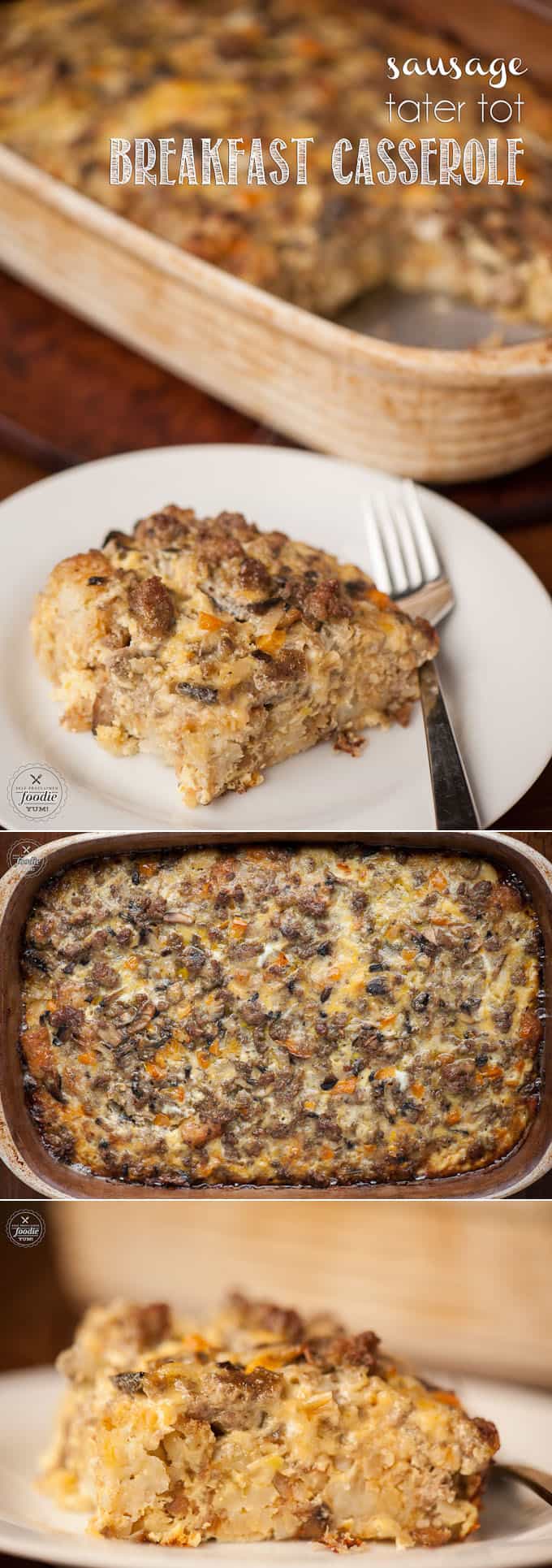 This Sausage Tater Tot Breakfast Casserole is the perfect weekend breakfast any time of year, but my family especially loves it on holiday mornings.