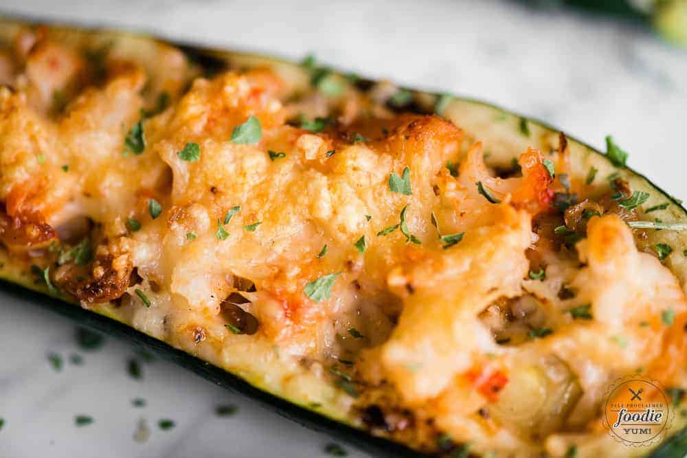 zucchini boat with shrimp