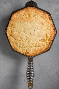 skillet buttermilk cornbread in pan