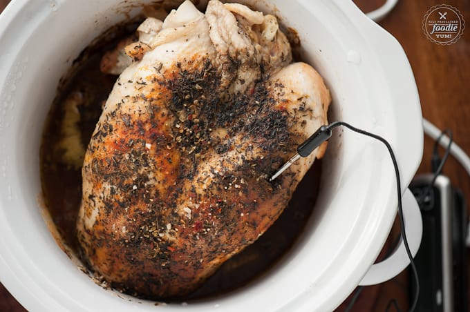 turkey breast in slow cooker with thermometer
