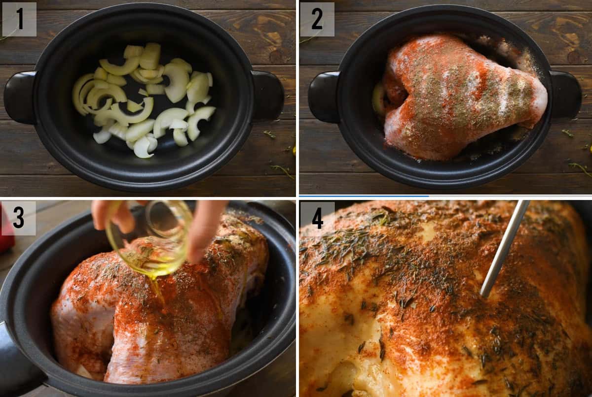 step by step process photos of how to cook turkey breast in slow cooker