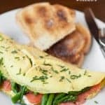 omelet with smoked salmon and asparagus with toast