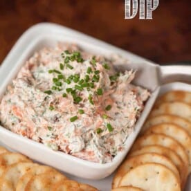 This Smoked Salmon Dip made with hot smoked salmon & bacon has a spicy kick and is an outstanding appetizer as well as an amazing breakfast on a bagel.