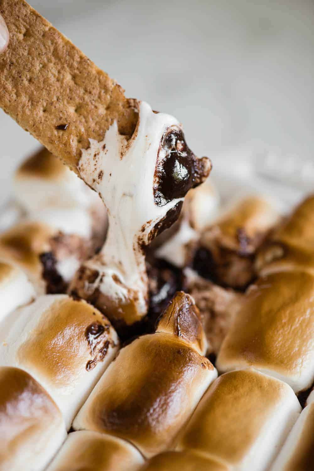 smores dip with graham crackers