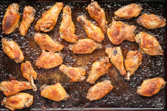 ranch chicken wings on baking sheet