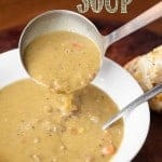 If you're looking for a high fiber, healthy, comforting, and delicious meal, make this Split Pea Soup and serve it up with a triple threat grilled cheese.