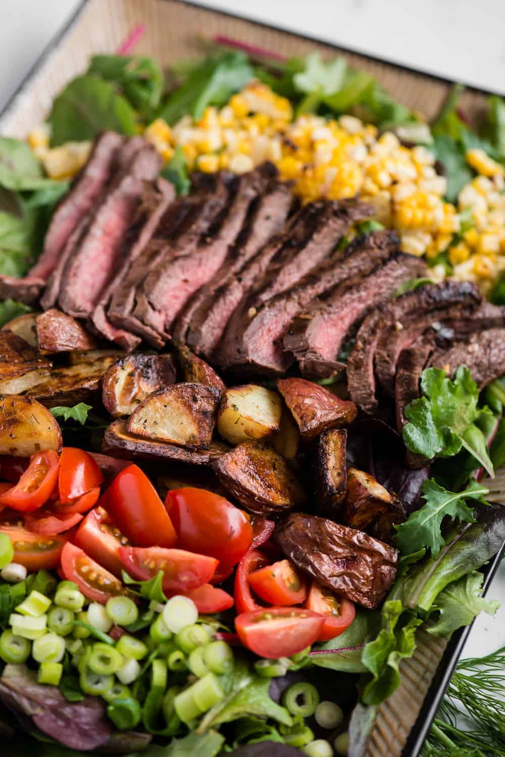 Steak Salad with Roasted Potatoes and Corn - Self Proclaimed Foodie