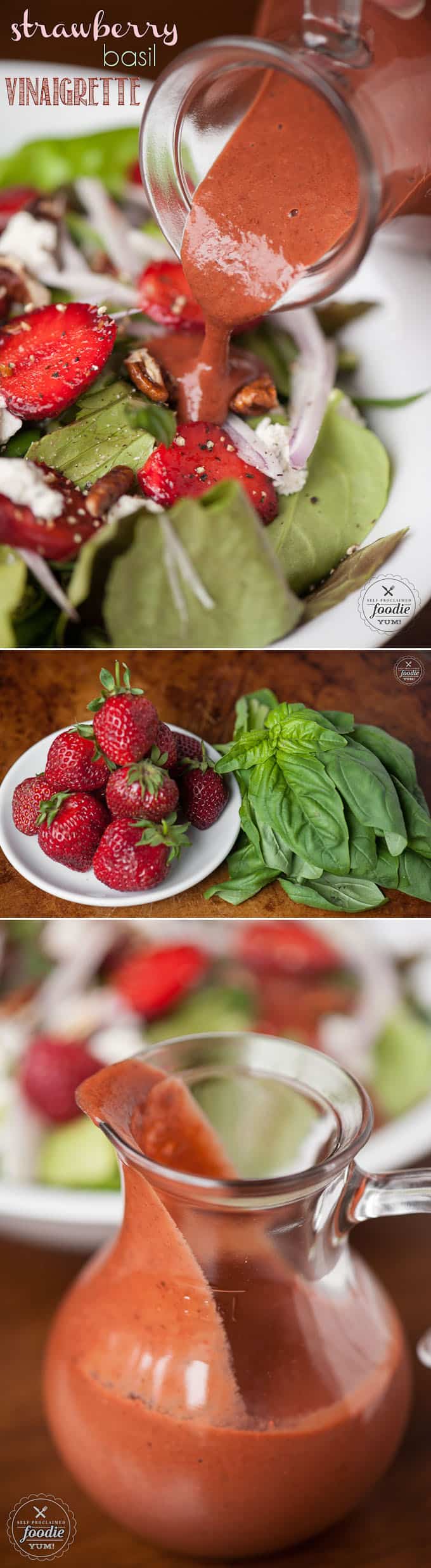 This Strawberry Basil Vinaigrette made with fresh strawberries and basil is a fresh, easy, and healthy dressing to top your summer green salads.