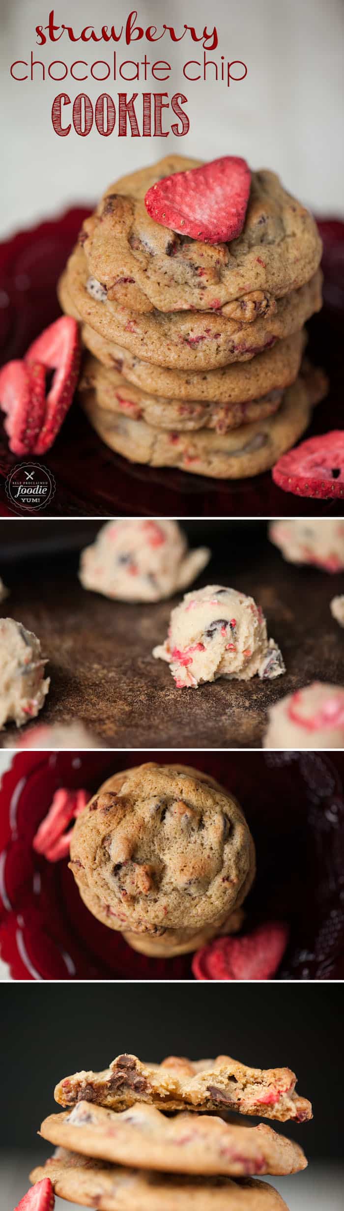 Fewer things go better together than strawberries and chocolate, which is why these chewy Strawberry Chocolate Chip Cookies are the perfect dessert.