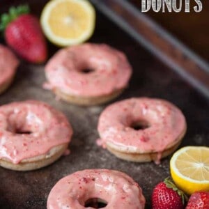 baked donuts with strawberry and lemon
