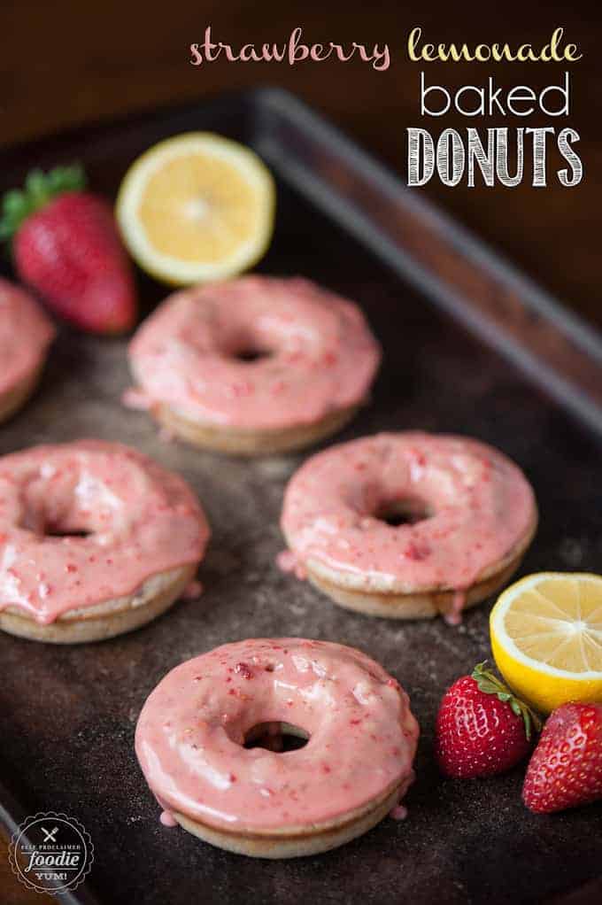 baked donuts with strawberry and lemon