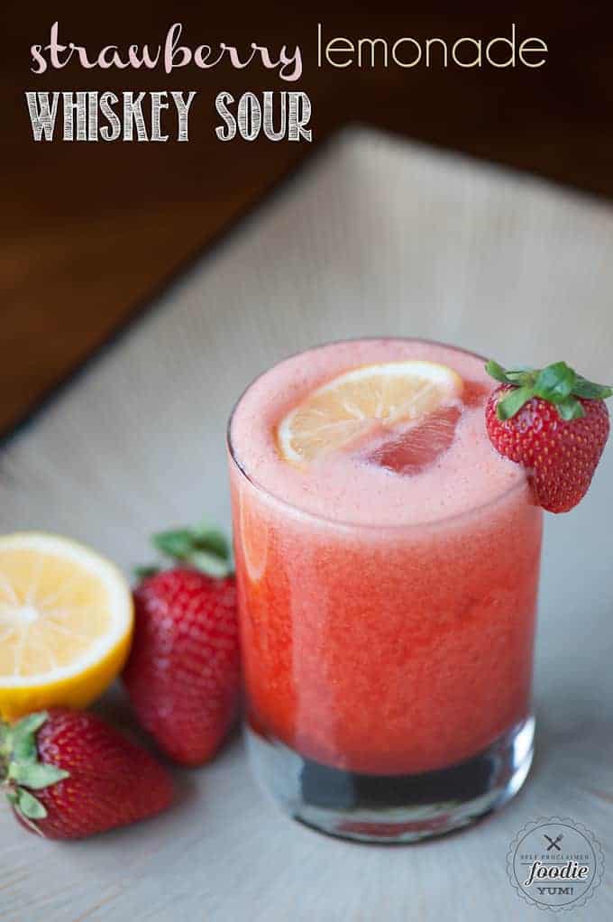 blended Strawberry Lemonade Whiskey Sour 