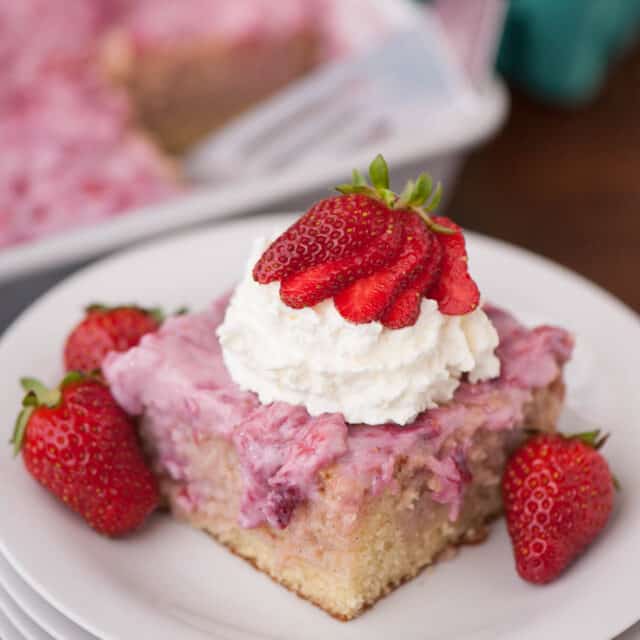 The BEST Strawberry Poke Cake - Self Proclaimed Foodie