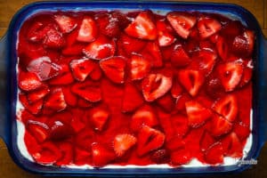 Strawberry Pretzel Salad with fresh strawberries
