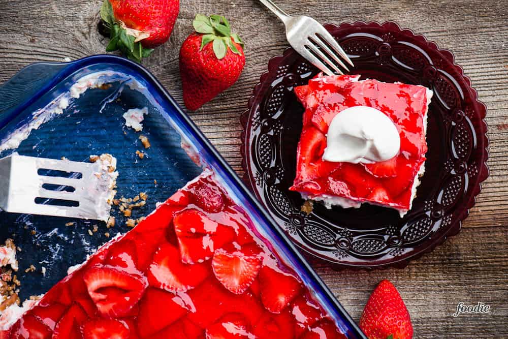 Strawberry Pretzel Salad with whipped cream