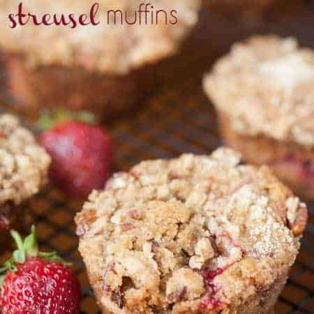 Indulge in this naughty summer treat. Strawberry Rhubarb Streusel Muffins are made with fresh strawberries and tart rhubarb wrapped in a brown sugar batter.