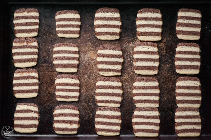 baked striped chocolate cookies