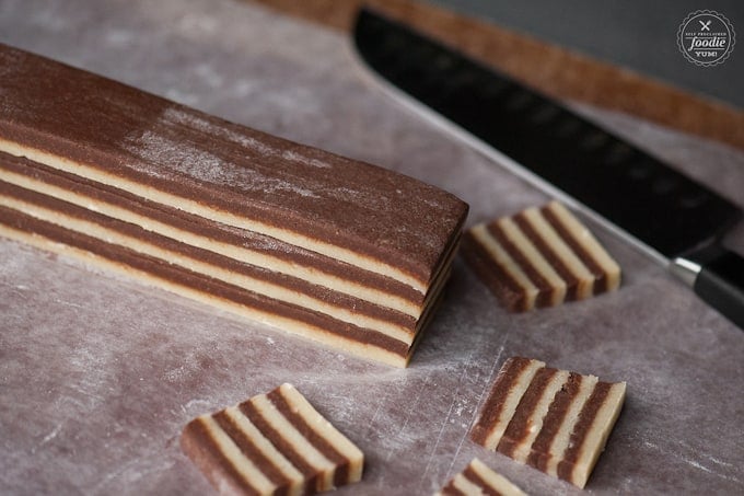 pre-baked striped chocolate cookies