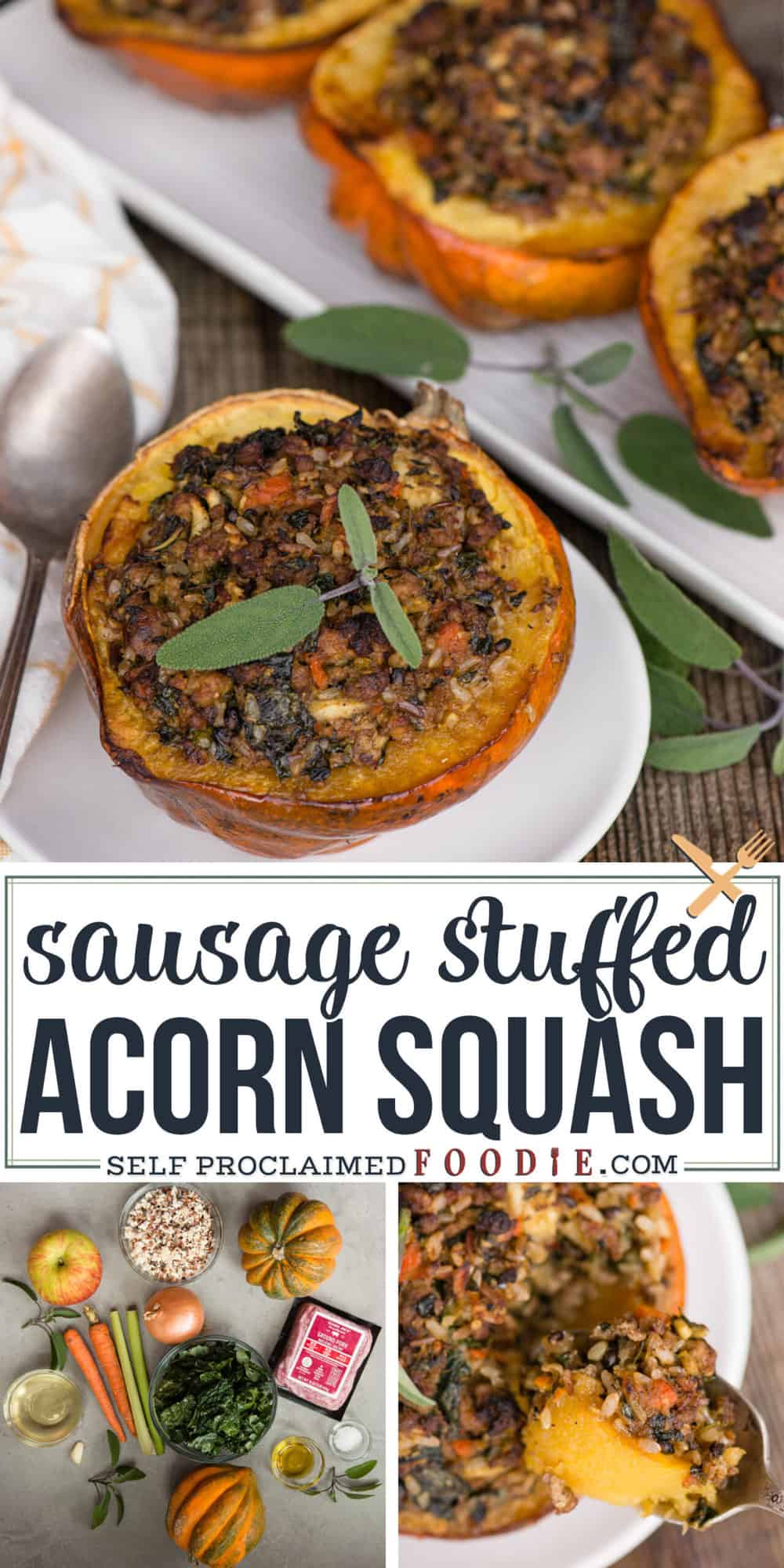 Sausage Stuffed Acorn Squash Recipe - Self Proclaimed Foodie