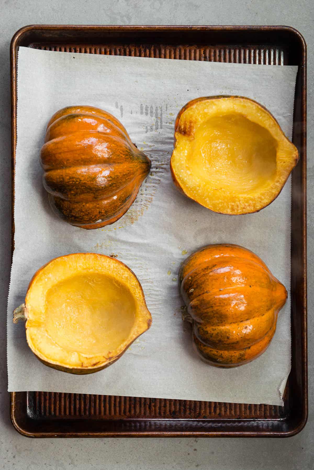 roasted acorn squash halves