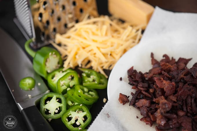 ingredients for stuffed bacon jalapeno cheddar burgers