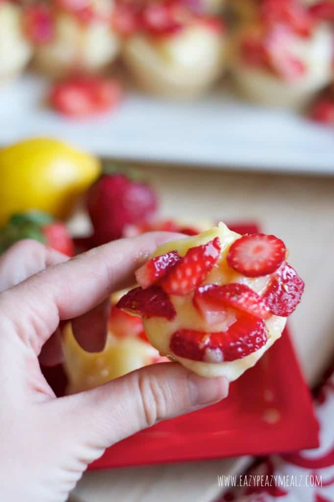 Lemon curd strawberry tart with sugar cookie cup
