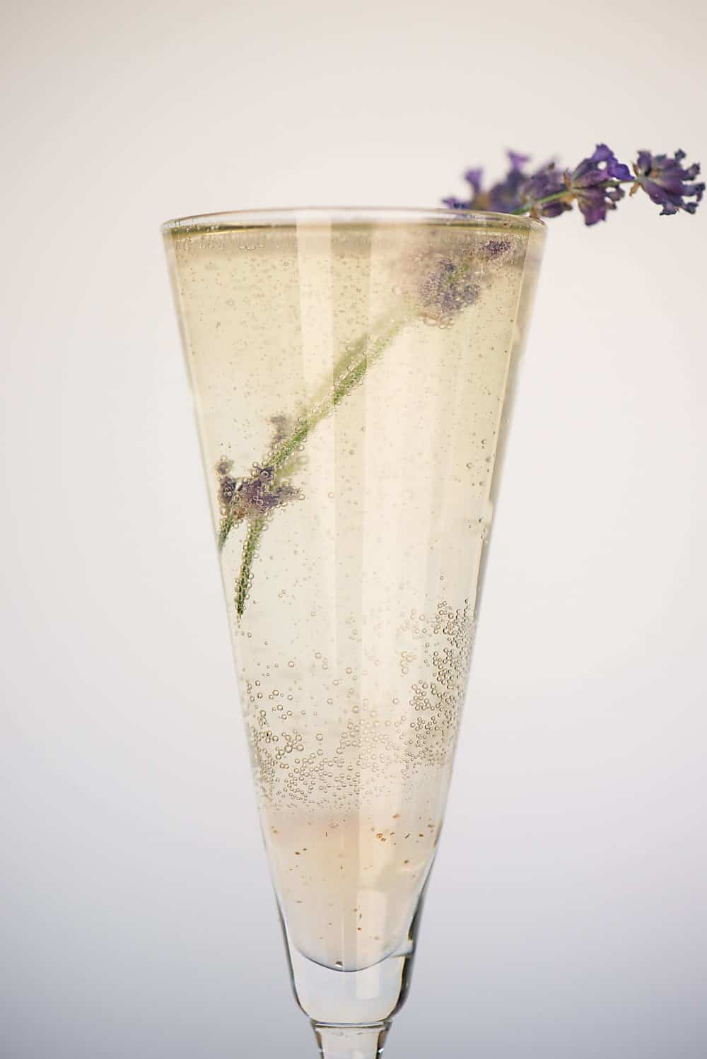 a glass of summer lavender prosecco