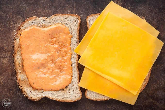 A piece of bread with cheese on it