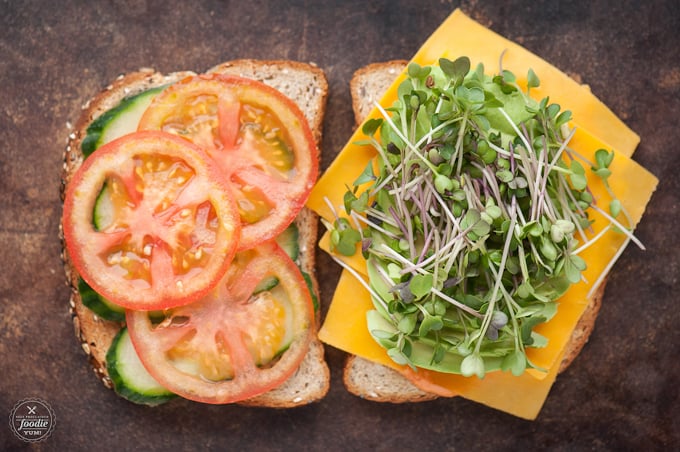 summer veggie sandwich on the inside