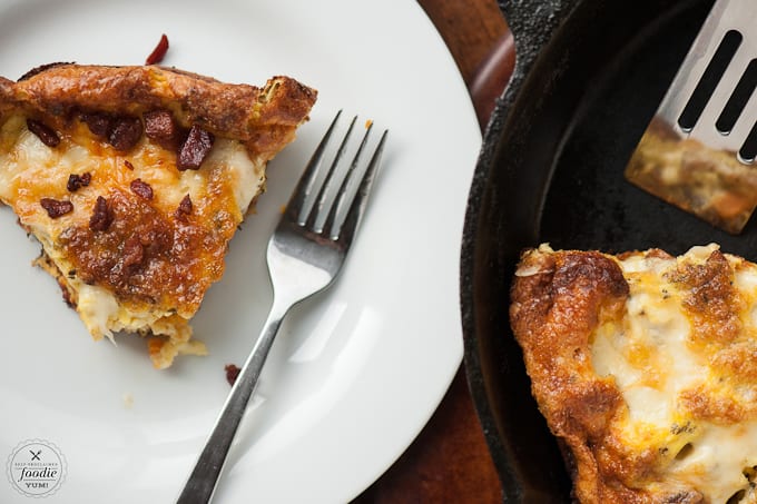 sweet potato and bacon frittata on a plate