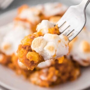 bite of sweet potato casserole.