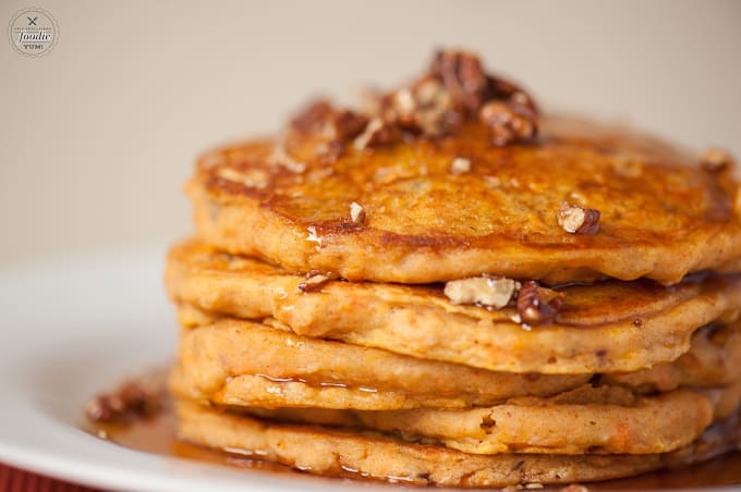 a close up of a sweet potato pancake