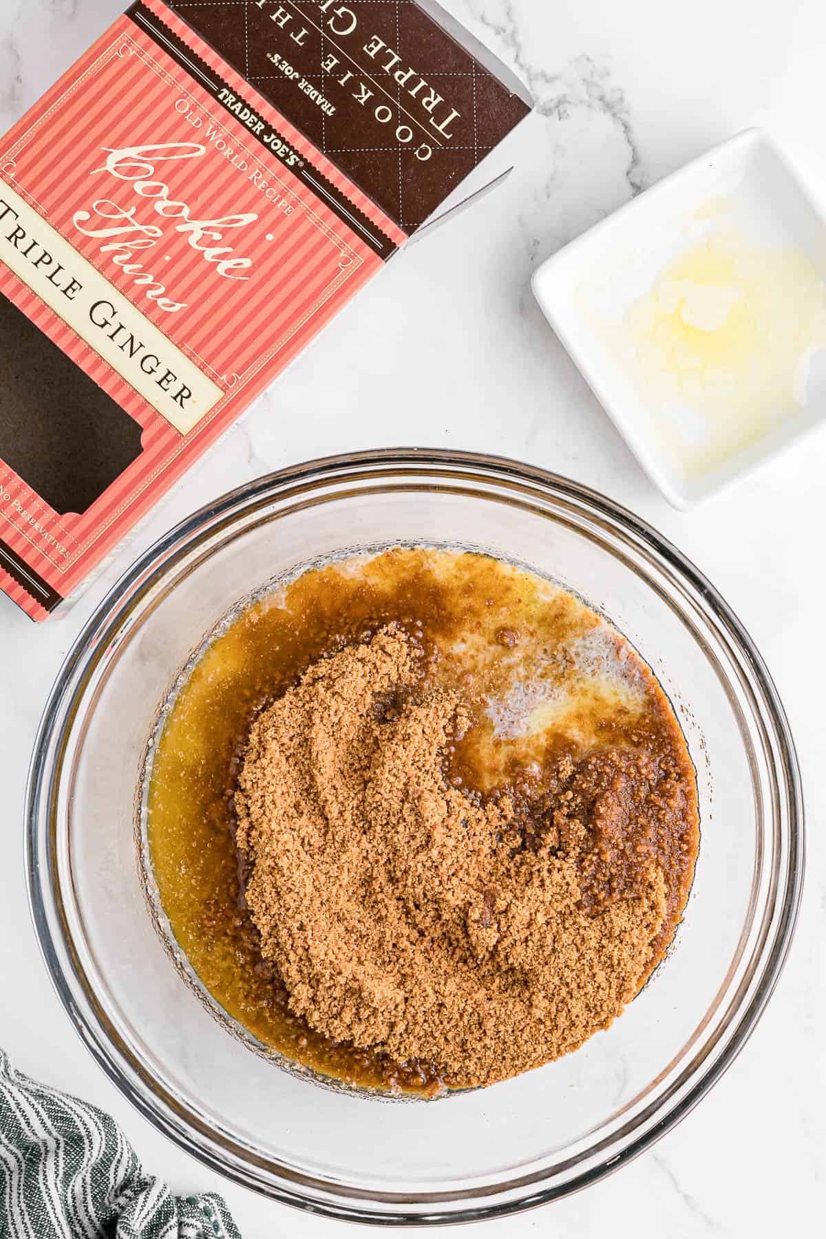 gingersnap crumbs with melted butter.