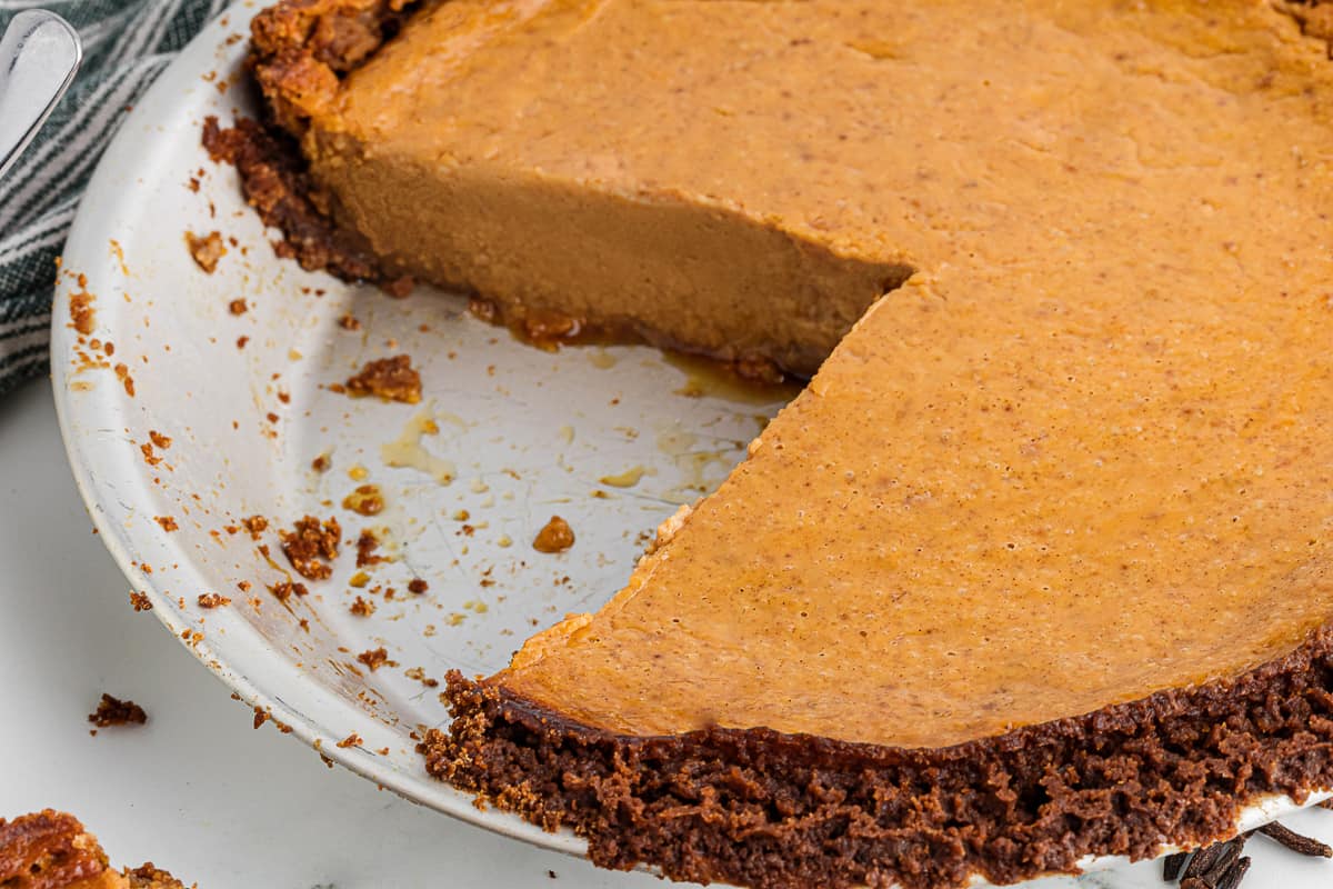 homemade sweet potato pie with a gingersnap crust.