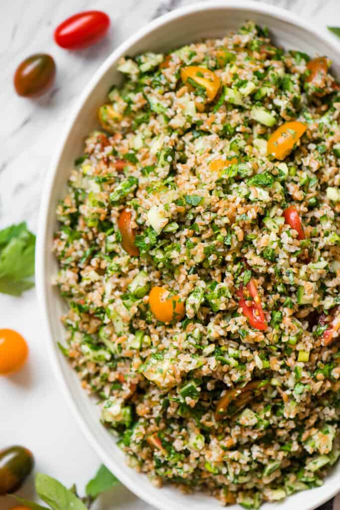 veganTabouli Salad with vegetables and herbs