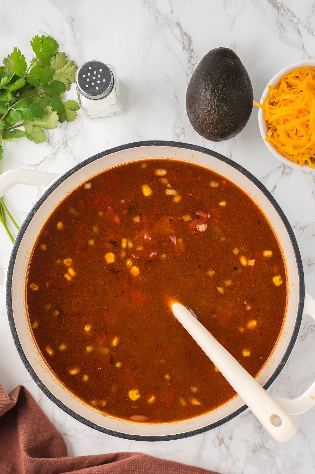 pot of homemade taco soup.