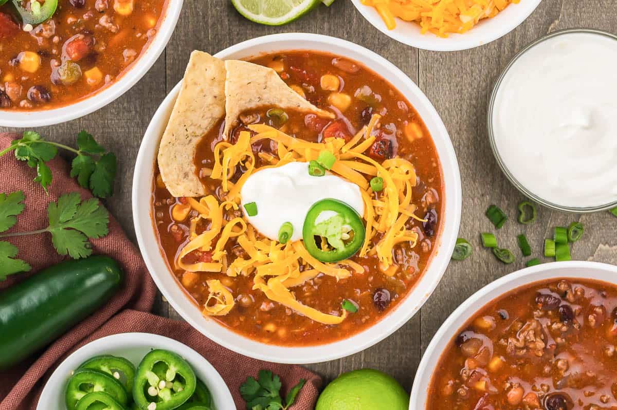 The BEST Stovetop Taco Soup