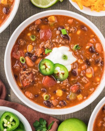 taco soup with sour cream and jalapeno.